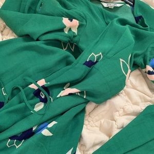 Floral green maxi wrap dress